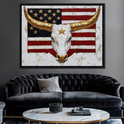Golden Longhorn Patriotic Pride - NicheCanvas