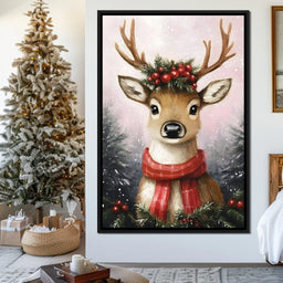 Holiday Reindeer Berries Cheer - NicheCanvas