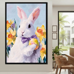Pastel Easter Bunny With Egg - NicheCanvas