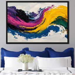 Electric Color Wave Abstract - NicheCanvas