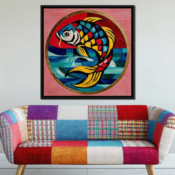 Colorful Koi Fish Mosaic Wave - NicheCanvas
