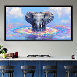 Elephant in Dreamy Waters - NicheCanvas