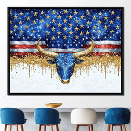 Stars and Stripes Bull Odyssey - NicheCanvas