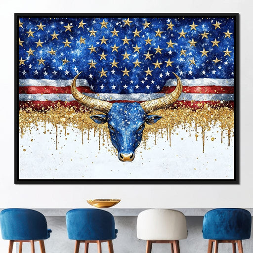 Stars and Stripes Bull Odyssey Canvas Print