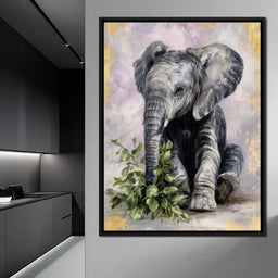 Gentle Elephant Calf Portrait - NicheCanvas
