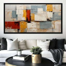 Abstract Ochre Geometry Fields - NicheCanvas