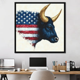 Patriotic Majestic Bull Symbol - NicheCanvas