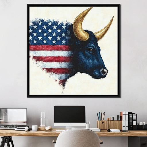 Patriotic Majestic Bull Symbol Canvas Print