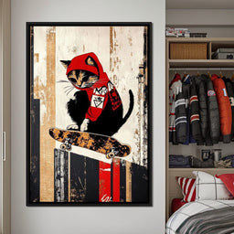 Feline Skateboarder - NicheCanvas
