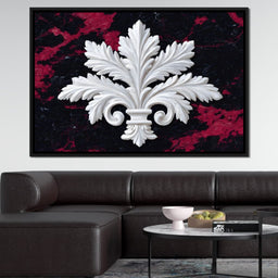 White Fleur De Lis Red Stone - NicheCanvas