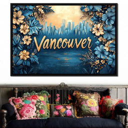 Golden Blooms Vancouver Cityscape - NicheCanvas