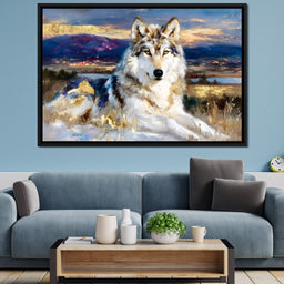 Golden Wolf Mountain Vista - NicheCanvas