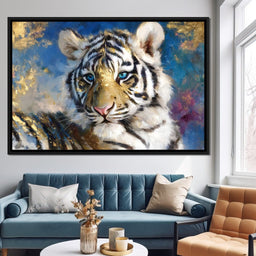 Golden Frost Tiger Portrait - NicheCanvas