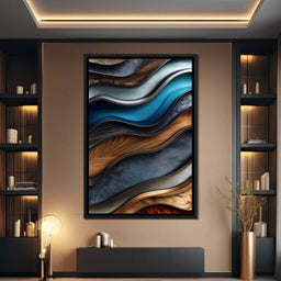 Colorful Wooden Waves 001 - Johanjjf - NicheCanvas