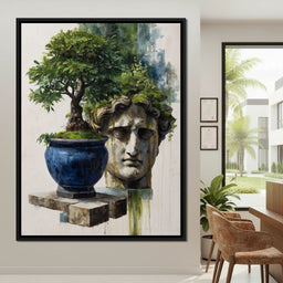 Blue Urn And Stone Head Grove - NicheCanvas