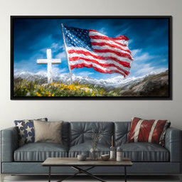 Majestic Peaks and Patriotism - NicheCanvas