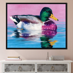 Vivid Mallard Duck Reflections - NicheCanvas