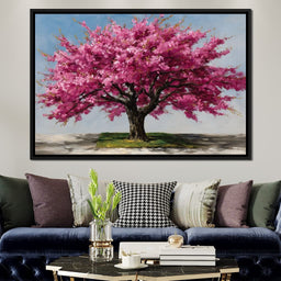 Pink Blossom Tree Oil Painting - NicheCanvas