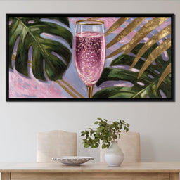 Pink Fizz Gold Palm Soiree - NicheCanvas
