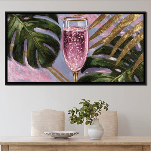 Pink Fizz Gold Palm Soiree Canvas Print