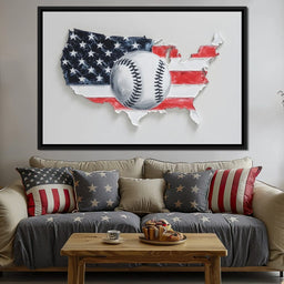 Patriotic Baseball USA Map Tribute - NicheCanvas