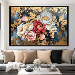 Golden Royal Flowers - Wildrose Creations - NicheCanvas