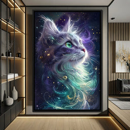 Starlit Feline Nebula Dreams - NicheCanvas