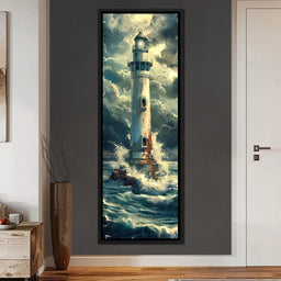 Beacon Amidst Stormy Shores - NicheCanvas