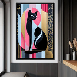 Feline Elegance Geometry Canvas - NicheCanvas