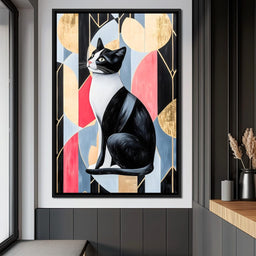 Geometric Feline Elegance - NicheCanvas