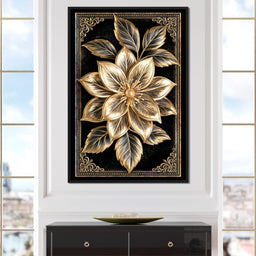 Gilded Petals on Obsidian Fields - NicheCanvas