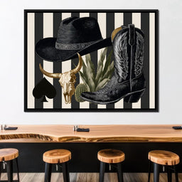 Cowboy Boot Hat Skull Cactus - NicheCanvas