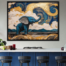 Elephant in Golden Clouds Majesty - NicheCanvas