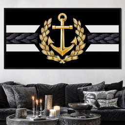 Golden Anchor Laurel Emblem - NicheCanvas