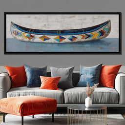Colorful Coastal Canoe Drift - NicheCanvas