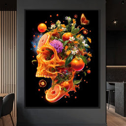 Floral Citrus Skull Energy Burst - NicheCanvas