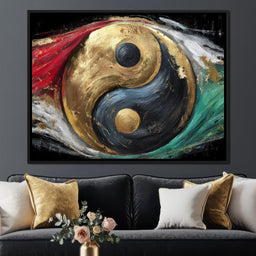 Golden Yin Yang Celestial Balance - NicheCanvas