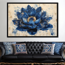 Sapphire Lotus Splendor - NicheCanvas
