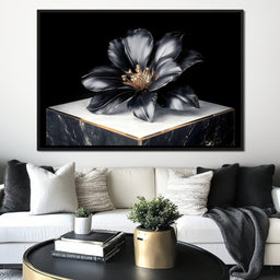 Noir Petal Elegance Burst - NicheCanvas