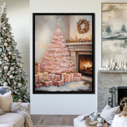 Pastel Yuletide Fireplace Glow - NicheCanvas