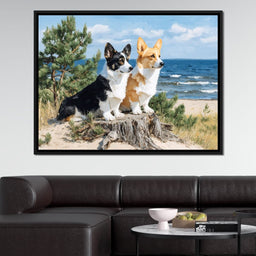 Coastal Corgi Pair Lookout - NicheCanvas