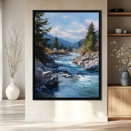 Alpine River Through Pines - NicheCanvas