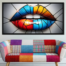 Chromatic Mosaic Lips Fantasy - NicheCanvas