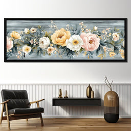Floral Harmony on Weathered Wood - NicheCanvas