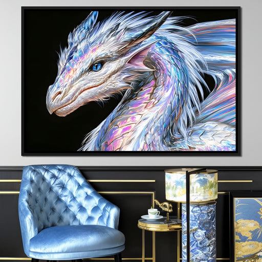 Radiant Scales of the Glacial Guardian Canvas Print