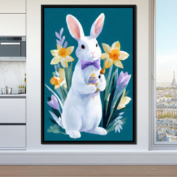 Easter Bunny With Daffodils - NicheCanvas