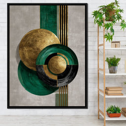 Emerald Gold Geometric Circles - NicheCanvas