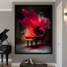 Grand Piano Burst of Vibrant Fire - NicheCanvas