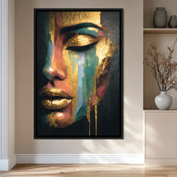 Golden Radiant Abstract Face B - NicheCanvas