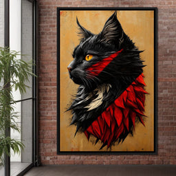 Feline Majesty in Red and Black - NicheCanvas